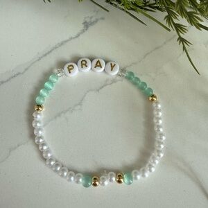 Handmade Inspiration Pray Bracelet 6.5 inches Stretch Bracelet Beaded